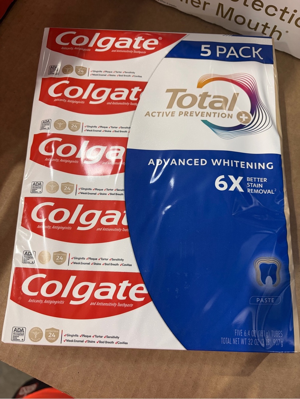 Colgate Total Advanced Whitening Toothpaste 5 Pack) family value set